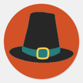 Sticker Rond Casquette de pèlerinage de Thanksgiving (Devant)