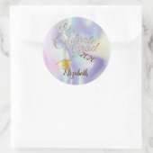 Sticker Rond Casquette de remise des diplômes,Nom,Holographique (Sac)