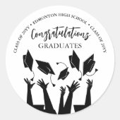 Sticker Rond Casquette de script moderne Jeu blanc Graduation (Devant)