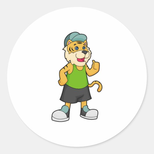 Sticker Rond Casquette de tigre (Devant)