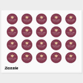 Sticker Rond Casquette d'or Maroon Graduation (Feuille)