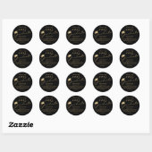 Sticker Rond Casquette d'or noir moderne Script Graduate (Feuille)