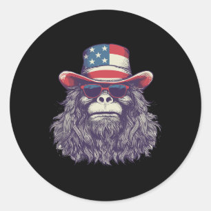 Sticker Rond Casquette du drapeau américain de Bigfoot 4 juille