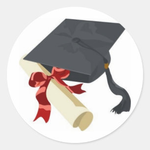 Sticker Rond Casquette et diplôme d'obtention du diplôme