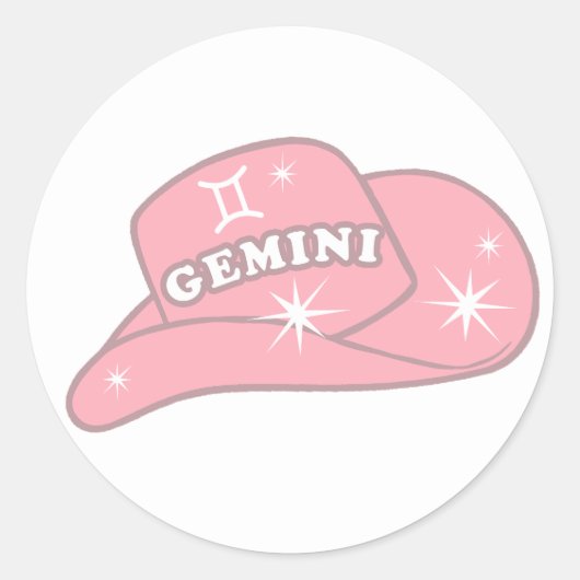 Sticker Rond Casquette Gemini Zodiac rose (Devant)