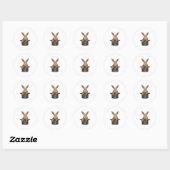 Sticker Rond Casquette magicien lapin (Feuille)