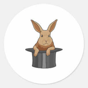 Sticker Rond Casquette magicien lapin