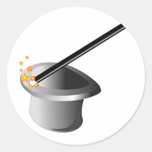 Sticker Rond Casquette magique et baguette