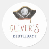 Sticker Rond Casquette pirate fête d'anniversaire (Devant)