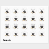 Sticker Rond Casquette Scroll et Tassle Graduation Personnalisé (Feuille)