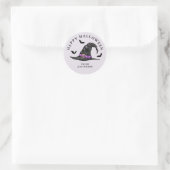 Sticker Rond Casquette Sorcière Et chauves-souris Lilac Joyeux  (Sac)