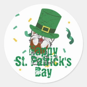 Sticker Rond Casquette vert chanceux Shamrock St. Patrick's Day