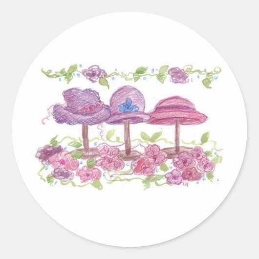 Sticker Rond Casquettes et fleurs raffinés (Devant)