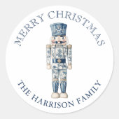 Sticker Rond Casse-noires de Noël en Chinoiserie Bleu et Blanc (Devant)