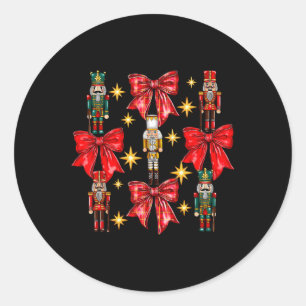 Sticker Rond Casse-noisette à noeud coquet Noël Joyeux Noël Fam