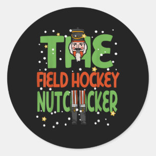 Sticker Rond Casse-Noisette de hockey sur gazon drôle de pyjama
