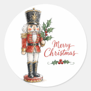 Sticker Rond Casse-noisette de Noël à l'aquarelle