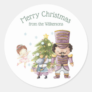 Sticker Rond Casse-Noisette de Noël Fée Dragée et Roi des Souri