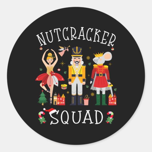 Sticker Rond Casse-Noisette de Noël Squad Byllet Danse Femmes E (Devant)