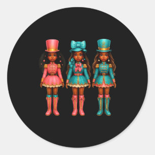 Sticker Rond Casse-Noisette Fille Noire Noël Nk Casse-Noisette 