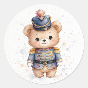 Sticker Rond Casse-Noisette Ours Noël Mignon
