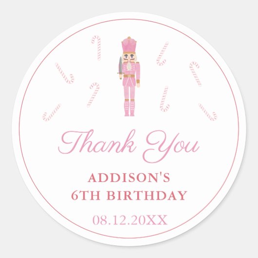 Sticker Rond Casse-Noisette rose Fille Fête d'anniversaire Favo (Devant)