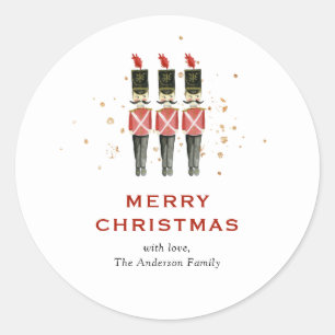 Sticker Rond Casse-Noisette Rouge et Or Noël Fêtard