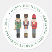 Sticker Rond Casse-noisettes de Noël traditionnel Joyeuses fête (Devant)