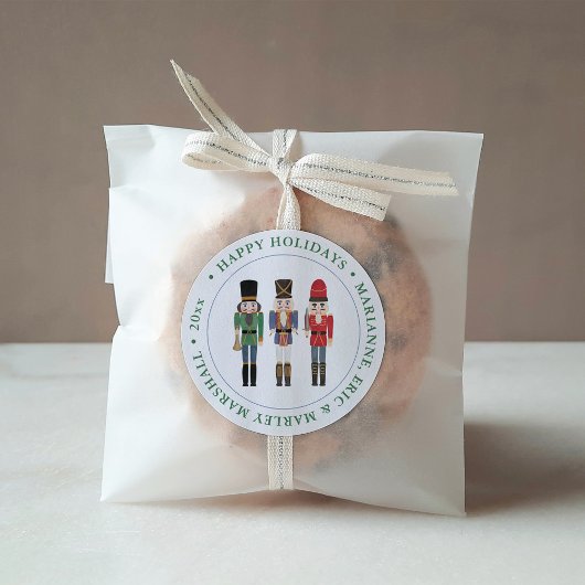 Sticker Rond Casse-noisettes de Noël traditionnel Joyeuses fête