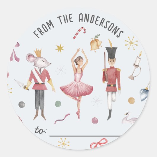 Sticker Rond Casse-noix Ballerina cadeau de Noël hiver (Devant)