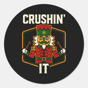 Sticker Rond Casse-noix vintage qui assure drôle de Noël Pjs ho