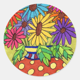 Sticker Rond Casseroles arc-en-ciel dans le vase concepteur