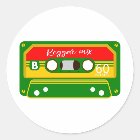 Sticker Rond cassette de mélange de reggae Rastafarian (Devant)