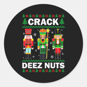 Sticker Rond Cassez ces noix Noël drôle
