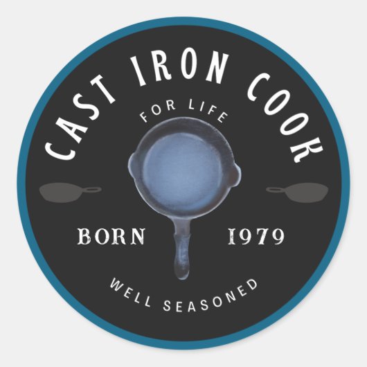 Sticker Rond Cast Iron Cook for Life Well Seasoned (Devant)
