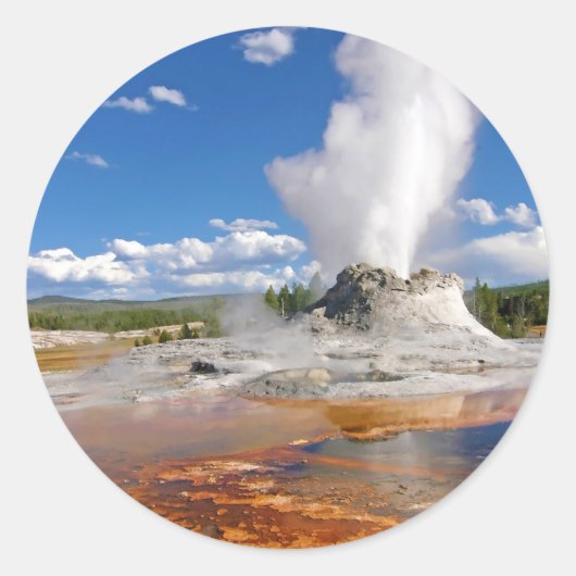 Sticker Rond Castle Geyser Eruption Parc national de Yellowston (Devant)