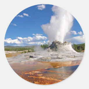 Sticker Rond Castle Geyser Eruption Parc national de Yellowston