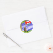 Sticker Rond Castor et drapeau canadiens (Enveloppe)