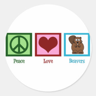 Sticker Rond Castors Peace Love
