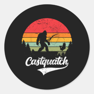 Sticker Rond Castquatch drôle Byss pêcheur pêche mème