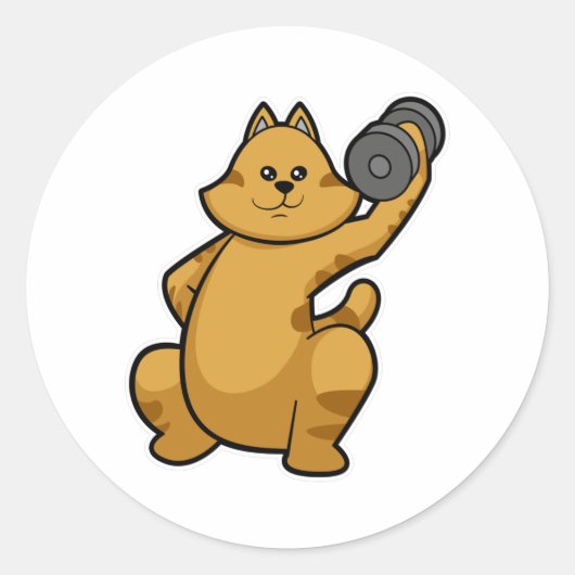 Sticker Rond Cat à l'épaule entraînement avec Dumbbell (Devant)
