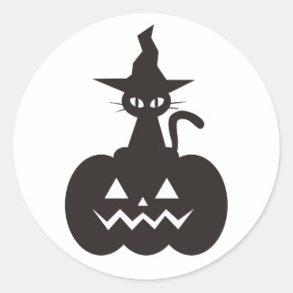 Sticker Rond Cat and pumpkin boo
