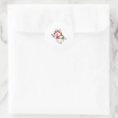 Sticker Rond Cat as Mushroom picker with Mushroom (Sac)