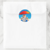Sticker Rond Cat At The Beach (Sac)