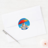 Sticker Rond Cat At The Beach (Enveloppe)