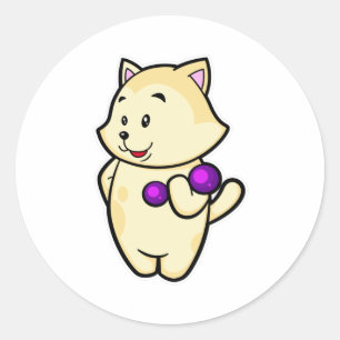 Sticker Rond Cat Biceps formation avec Dumbbell