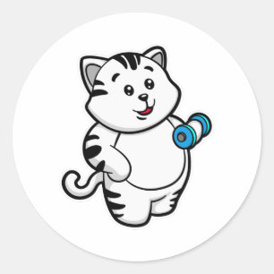 Sticker Rond Cat Biceps formation avec Dumbbell