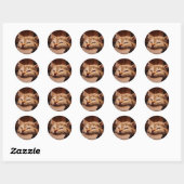 Sticker Rond Cat biting cardboard (Feuille)