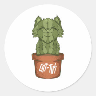 Sticker Rond Cat Cactus