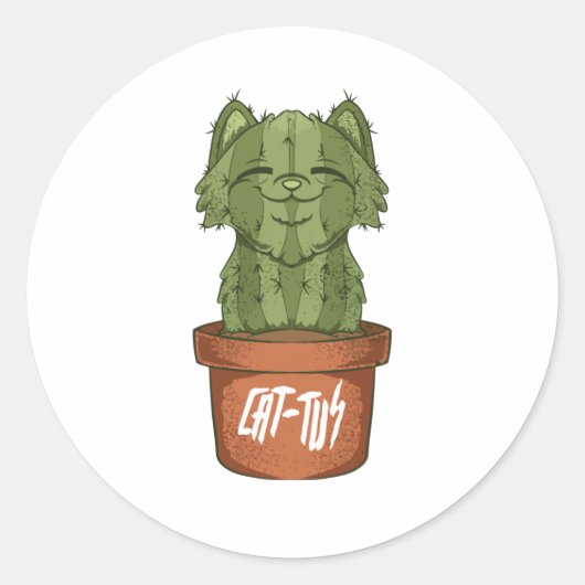 Sticker Rond Cat Cactus (Devant)